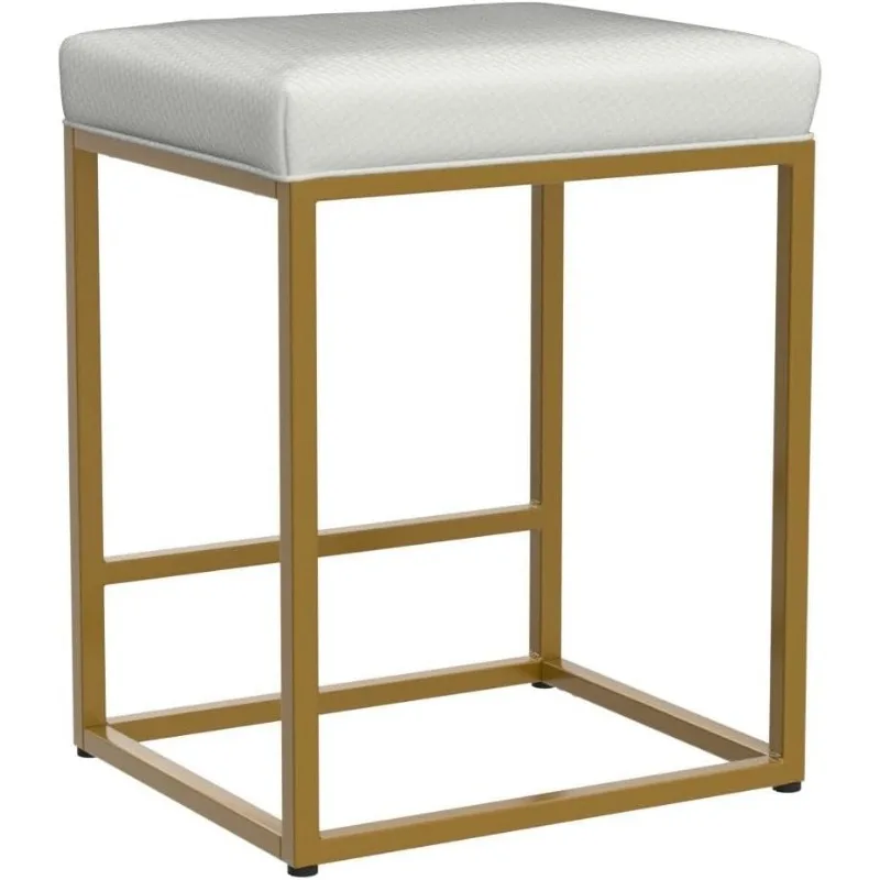 Sophia & William White & Gold Bar Stool Set of 2, Counter Height 24" Bar Stools for Kitchen Island 4