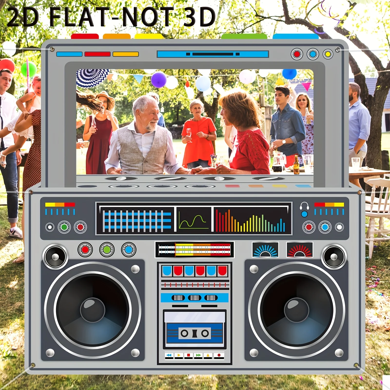 2D-Flugzeug – Eine 2D-Foto-Requisite im Radio-Stil – Polyester-Banner, geeignet für Partys mit 90er-Jahre-Motiv und Geburtstagsfeiern – Detail 8