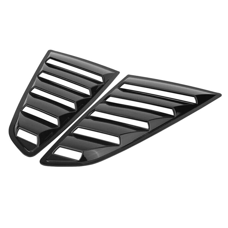 Finitura Nera Lucida Sfiato Laterale Posteriore Quarter Window Louver Shutter Cover Trim Per Ford Mustang 2015 +