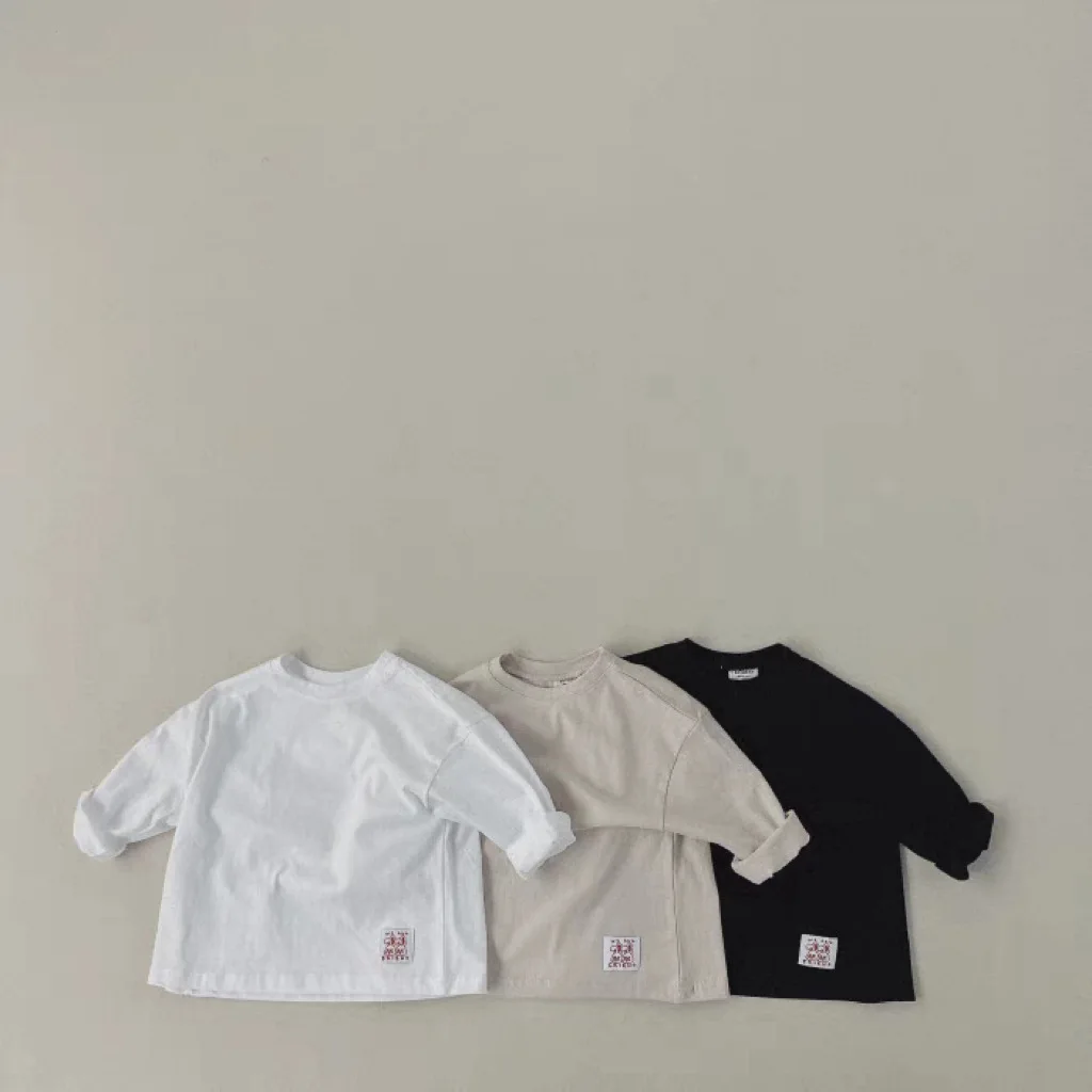 2025 Autumn New Baby Long Sleeve T Shirts Solid Infant Casual Tops Kids Tee Toddler Girl T Shirts Cotton Children Clothes