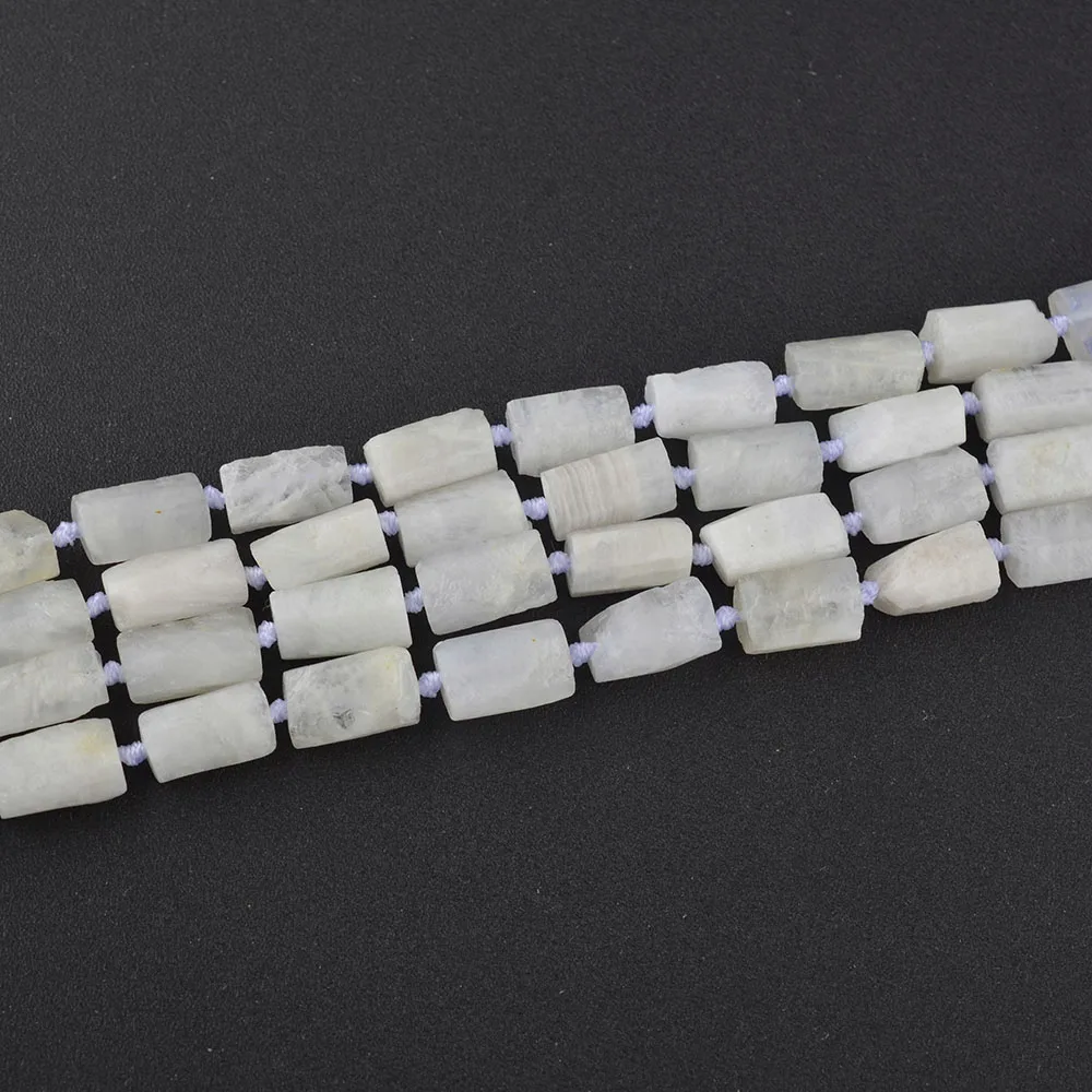 Raw Mineral White Blue Rainbow Light Moonstone Hand Cut Nugget Free Form Rough Matte Faceted Beads Diy Necklace 6-8mm