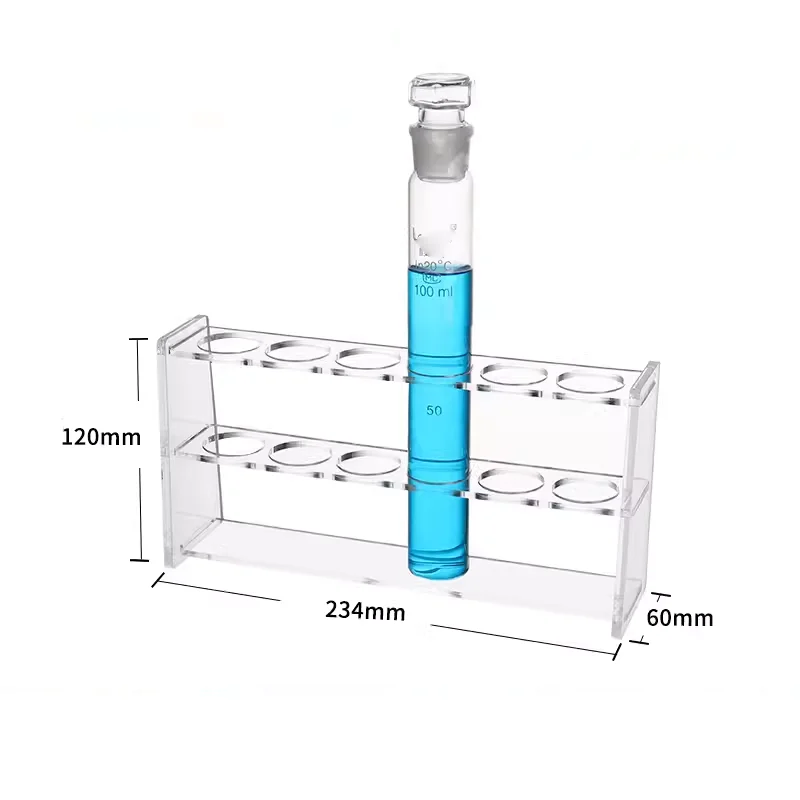 실험실 유기 유리 비색 튜브 랙, 유리 비색 튜브 6 개, 100ml