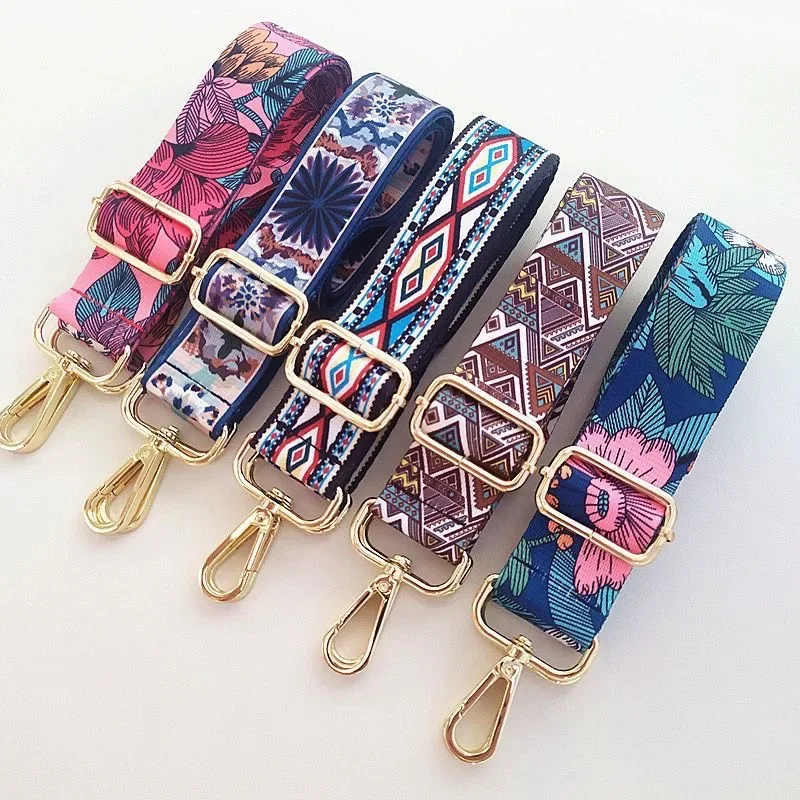 

Cross Border 3.8cm Multi-color Ethnic Floral Color Bag Strap Widened Single Shoulder Diagonal Shoulder Strap Adjustable Bag Shou