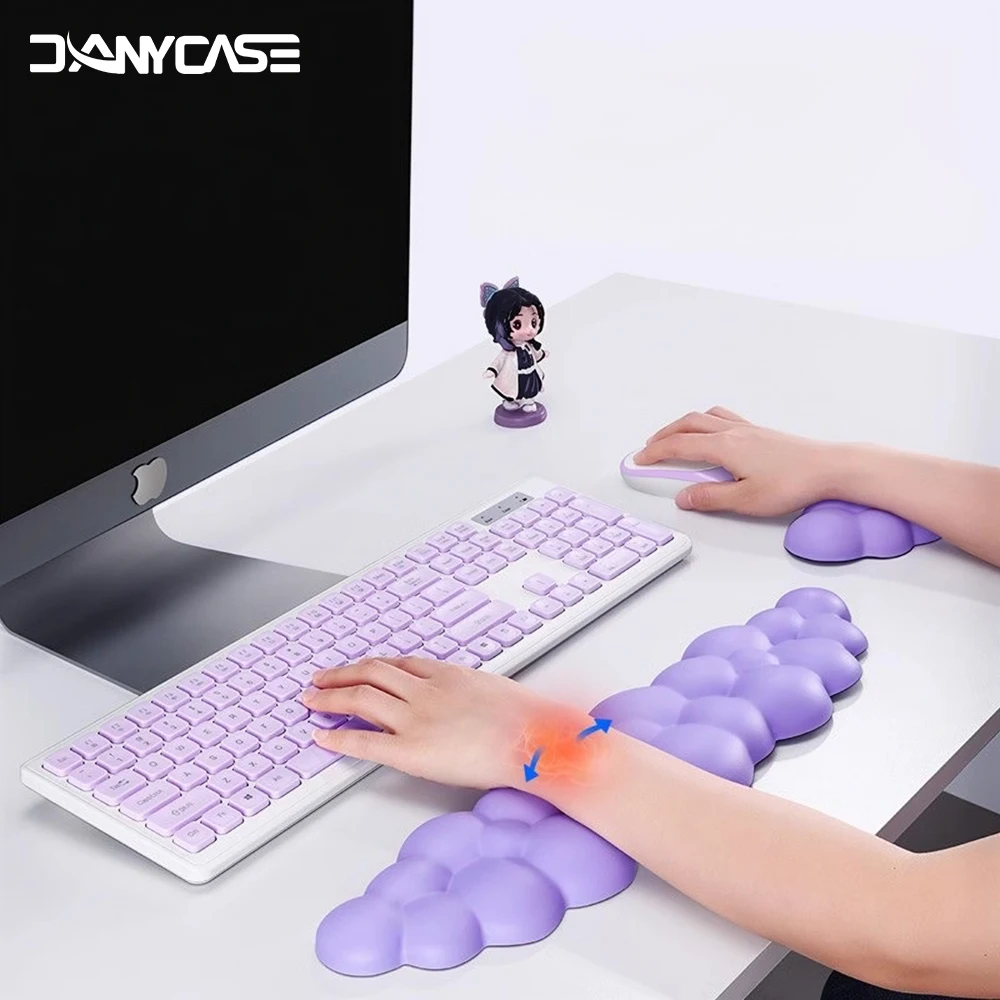 Keyboard Cloud Wrist Rest Pad Anti-Slip Desk Mat Memory Foam Palm Rest Ergonomic Mouse Pad Typing Wrist Rest for Office