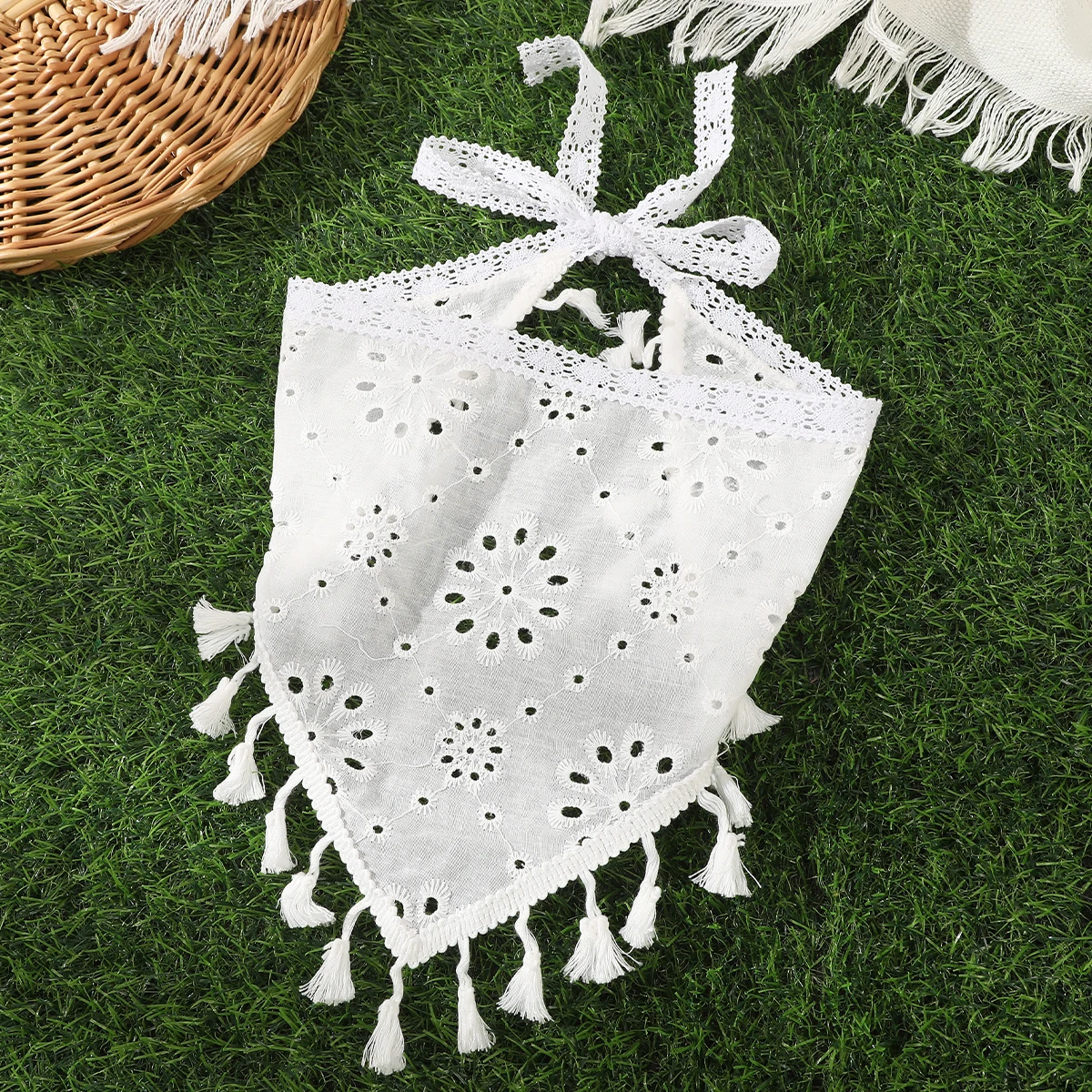 Floral Triangle Scarf Headabnds White Travel Wedding Hair Band Ladies Retro Beach Photo Headwear Headwarps Hair Accessories