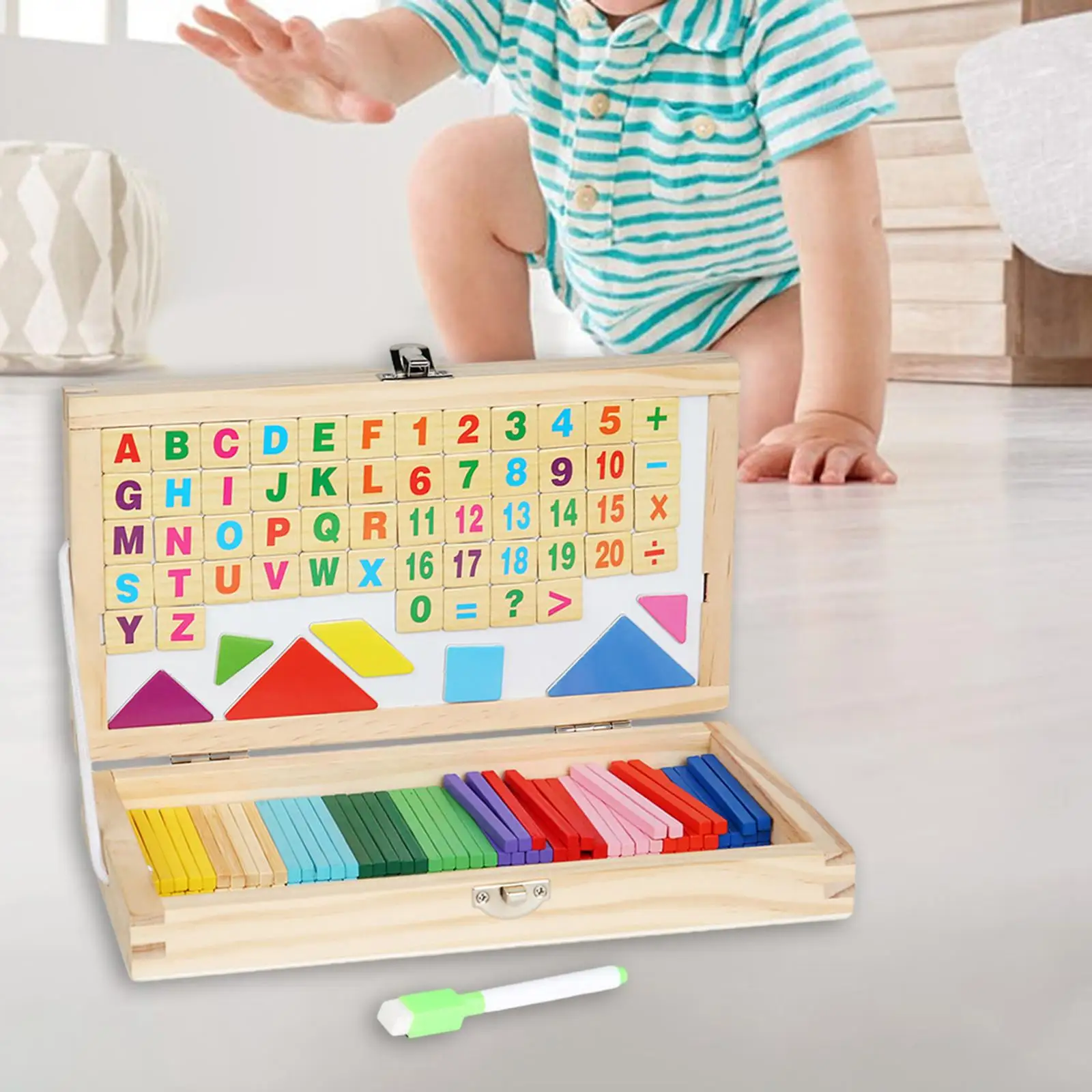 Multifunctional Calculation Box Abacus Wooden Montessori Toy for Preschool