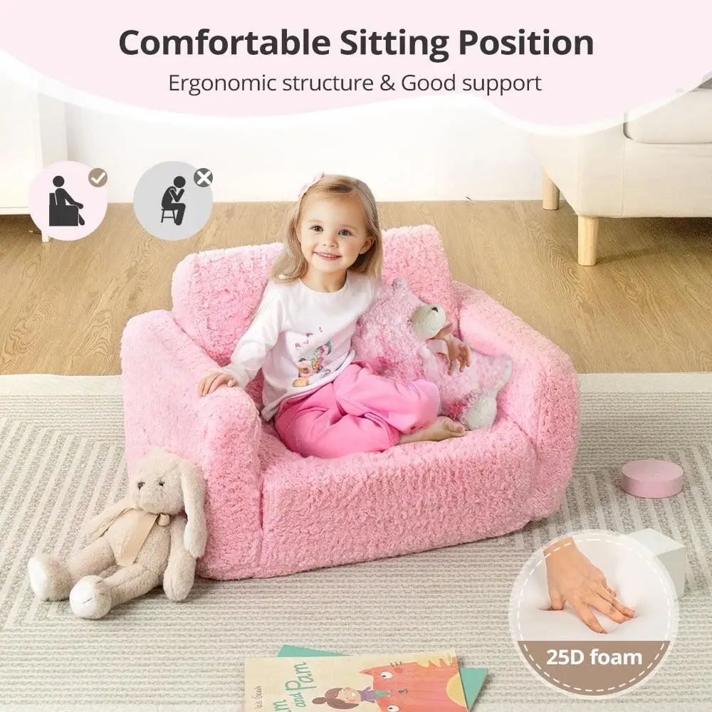 Convertible 2 in 1 Kids Sofa Lightweight Foldable Lounger Toddler Chair Baby Sleeper Soft Foam Indoor Playtime Relaxation 4