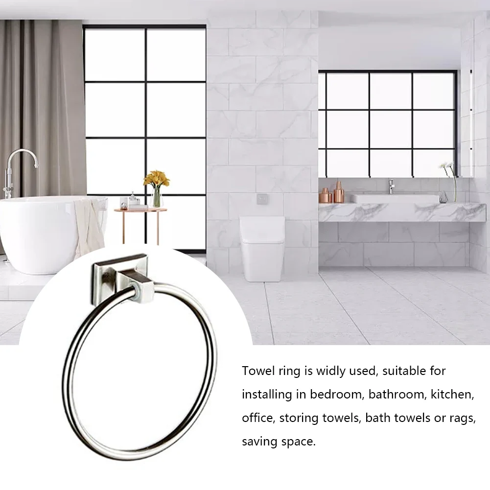 Description Picture 5 of itemSpace Saving Kitchen Towel Ring Home Hotel Modern With Screw Polished Easy Install Wall Mounted Heavy Duty Solid For Bathroom