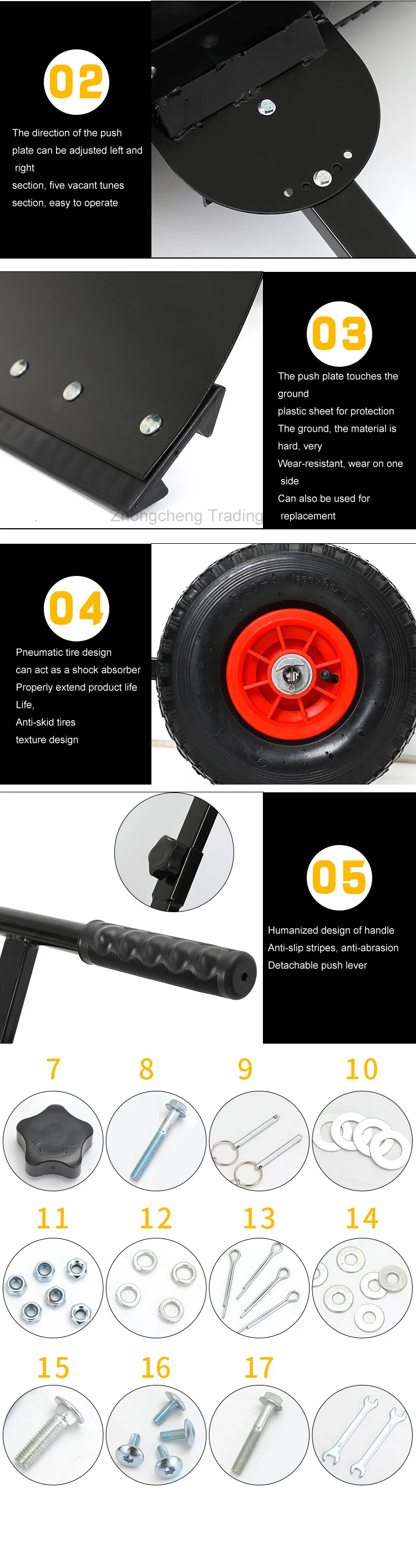 Wheeled Hand Push Snow Removal Shovel Large Snow Removal Tool Vehicle Snow Remov