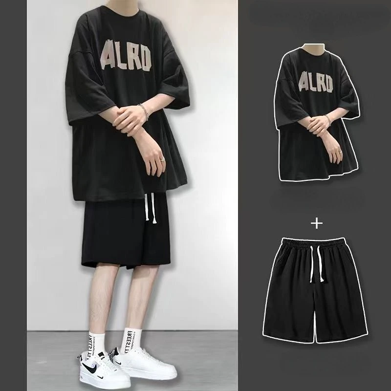 thumbnail image 1 of Conjuntos de camiseta y pantalones cortos para hombre, chándal deportivo con alfabeto, básico, original, de las mejores marcas, ropa de moda elegante para hombre, novedad, chándal genial Xl, 1 of 5