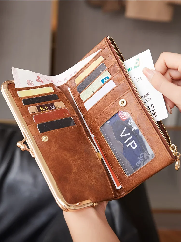 Solid Color Multi Functional Long Wallet Vintage Clutch Coin Purse Card Holder zipper purses For women carteras para mujer bolsa