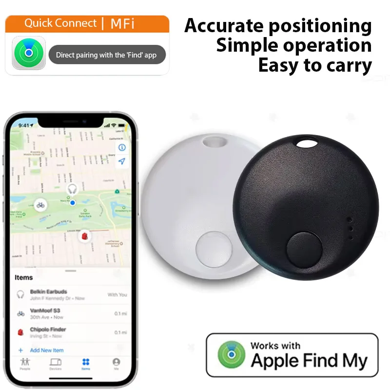Mini Smart Tag Bluetooth Pet Tracker Works with Apple Find My (iOS Only) Item GPS Locator for Key, Luggage, Backpack Anti-Loss