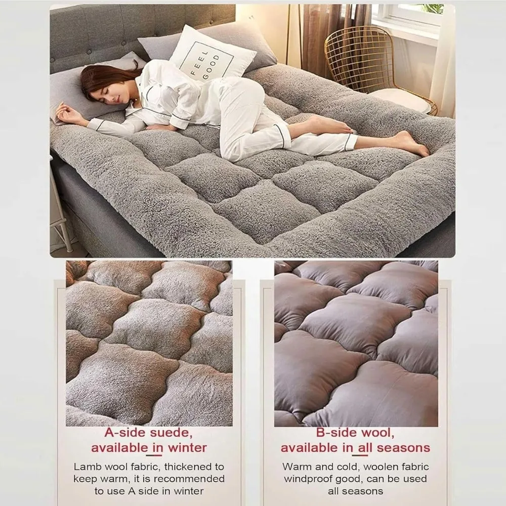 Memory Foam Mattress，Floor Futon Mattress,Thicken Fluffy Sleeping Pads,Portable Folding Tatami Mat,Floor Bed for Guest RV 5