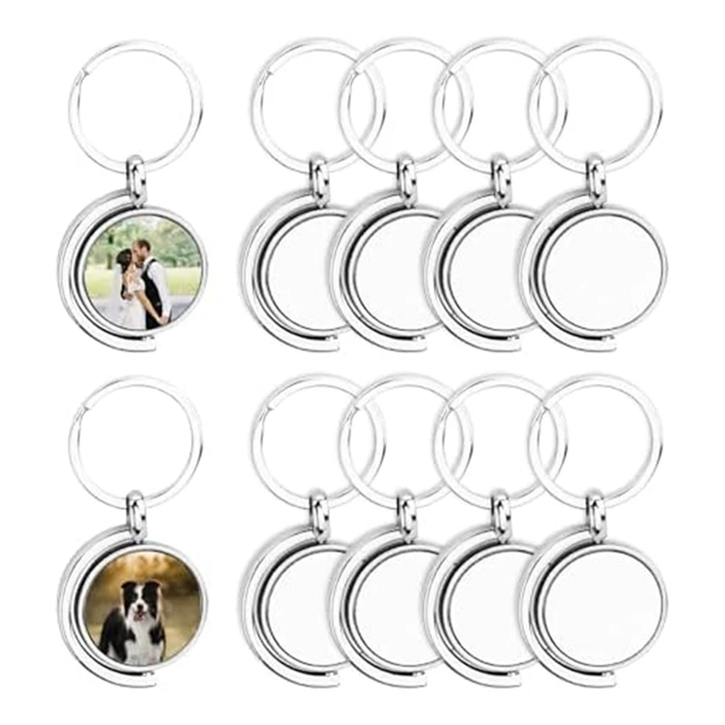 10 Pack 360&deg; Rotating Metal Sublimation Keychain Blanks, Double-Sided Sublimation Blanks DIY Key Chain
