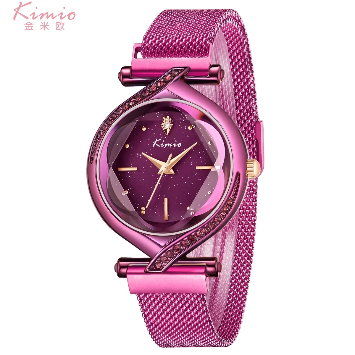 

NO.2 Kimio Woman Creative Watches Luxury Brand Mesh Belt Ladies Quartz Women Watch Clock 2021 Starry Sky Magnet Strap Wristwatch