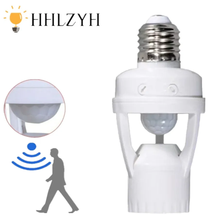 HHLZYH E27 PIR Human Induction Motion Sensor LED Night Lamp Socket Base AC 110V-220V Delay Time Adjustable Switch 360 Degrees lamp holder lamp bulb holder lamp base