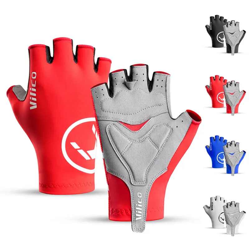 Vilico Professional Outdoor Bicycle Gloves with Touch Screen Shock Absorption Anti-slip Wear-resistant Riding Half Finger Glo Cycling Gloves Half Finger Gloves