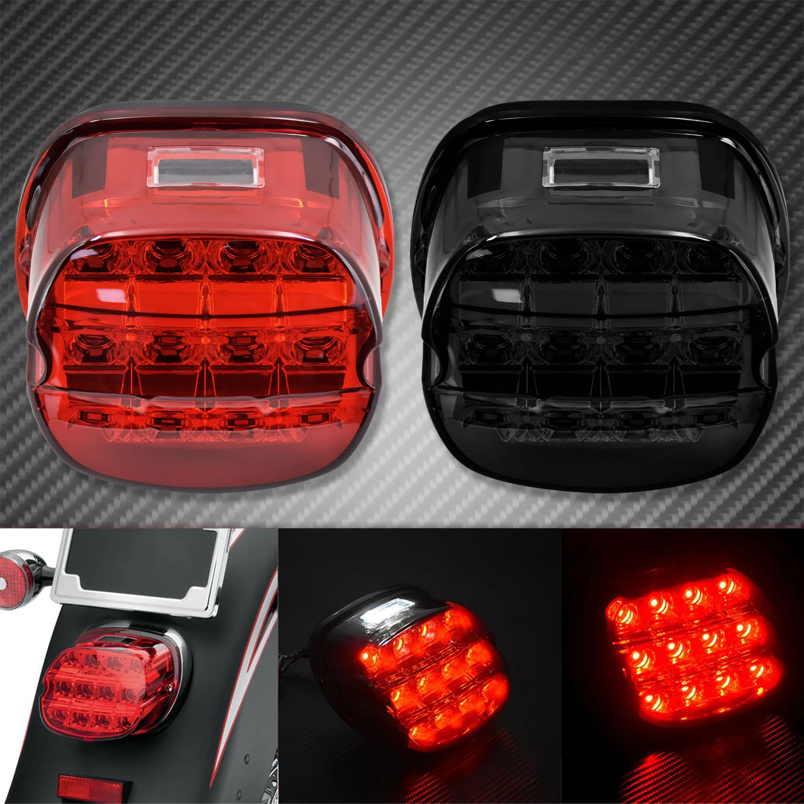 Motorcycle LED Brake Tail Lights License Plate Rear Lamp For Harley Dyna Fat Boy Softail Sportster XL Road King Electra Glide