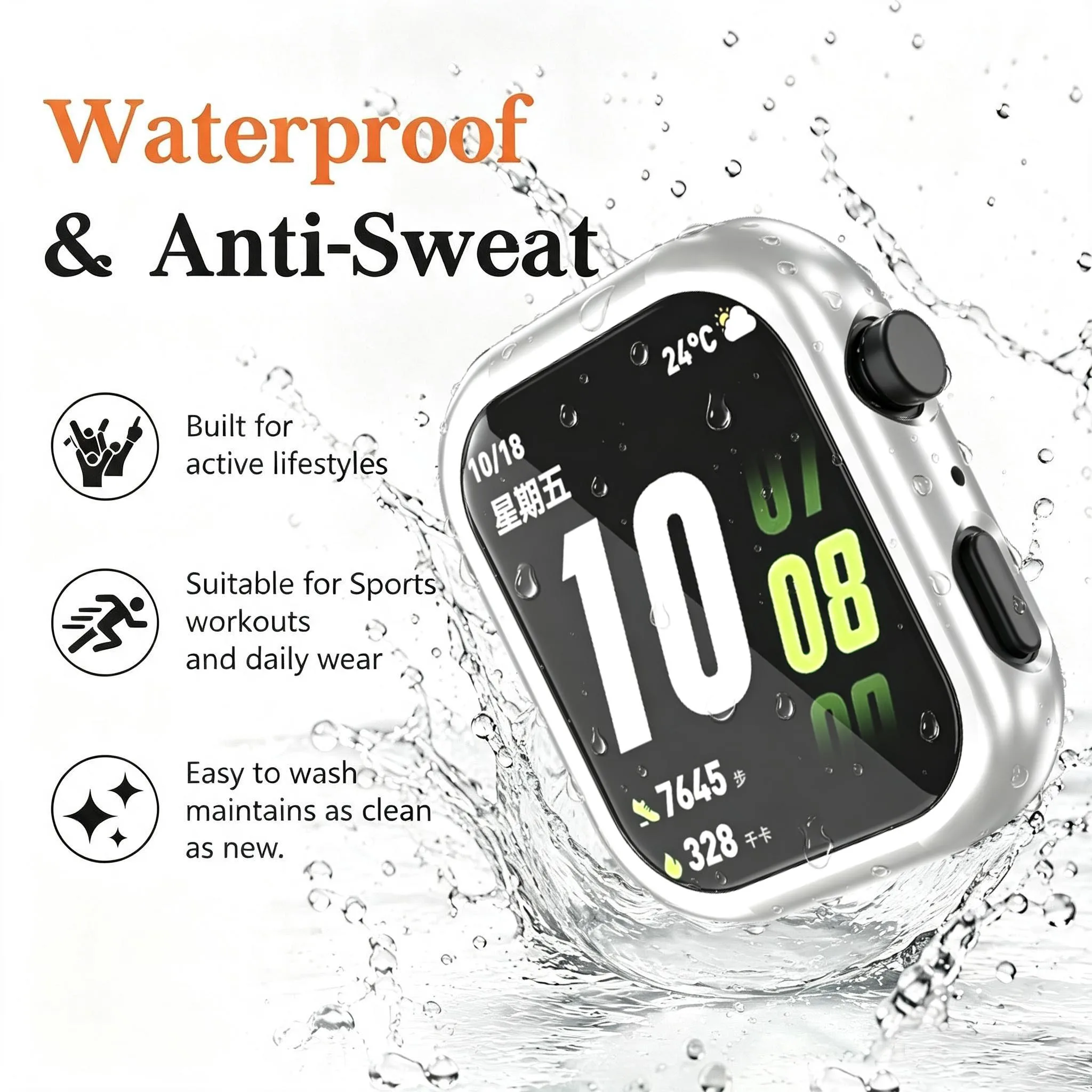 Enhanced Soft TPU Case with Scratch-resistant Screen Protector for Smartwatch Accessories