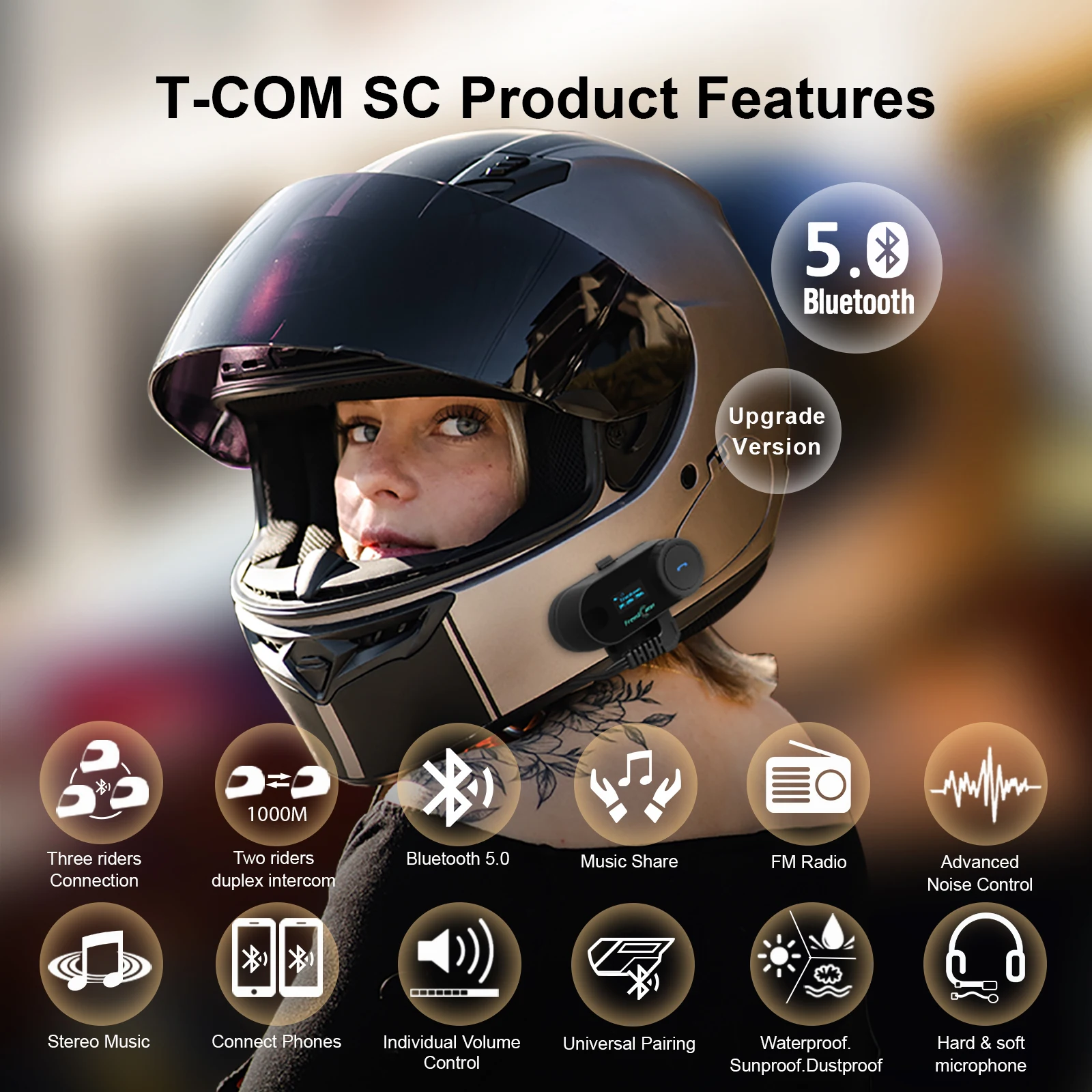 Nuova versione aggiornata! Radio FM con schermo LCD interfono interfono  interfono per casco Bluetooth per motocicletta T COM SC|motorcycle helmet  intercom|interphone headsetbluetooth motorcycle helmet intercom - AliExpress