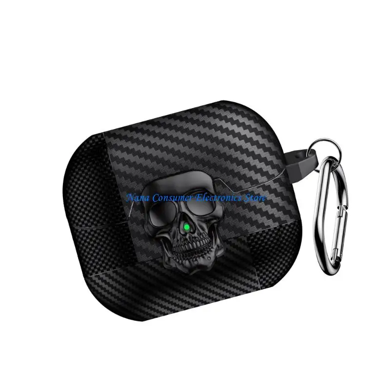 G7NE Weiche TPU-Ohrhörerhalterung mit Totenkopfmotiv, Karbonfaser-Optik, sichere Schutzhülle – Detail 8