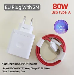 Enhanced Product Title: High - Speed 80W Charger Adapter with Type C SuperVooC Fast Charging Technology - 80W EU With 2m