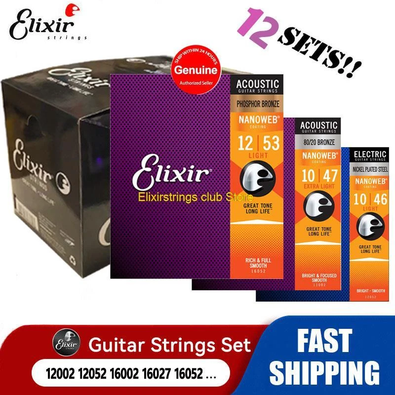 10/12 Sets Guitar Strings Set Elixir String Art 16052 For Acoustic
