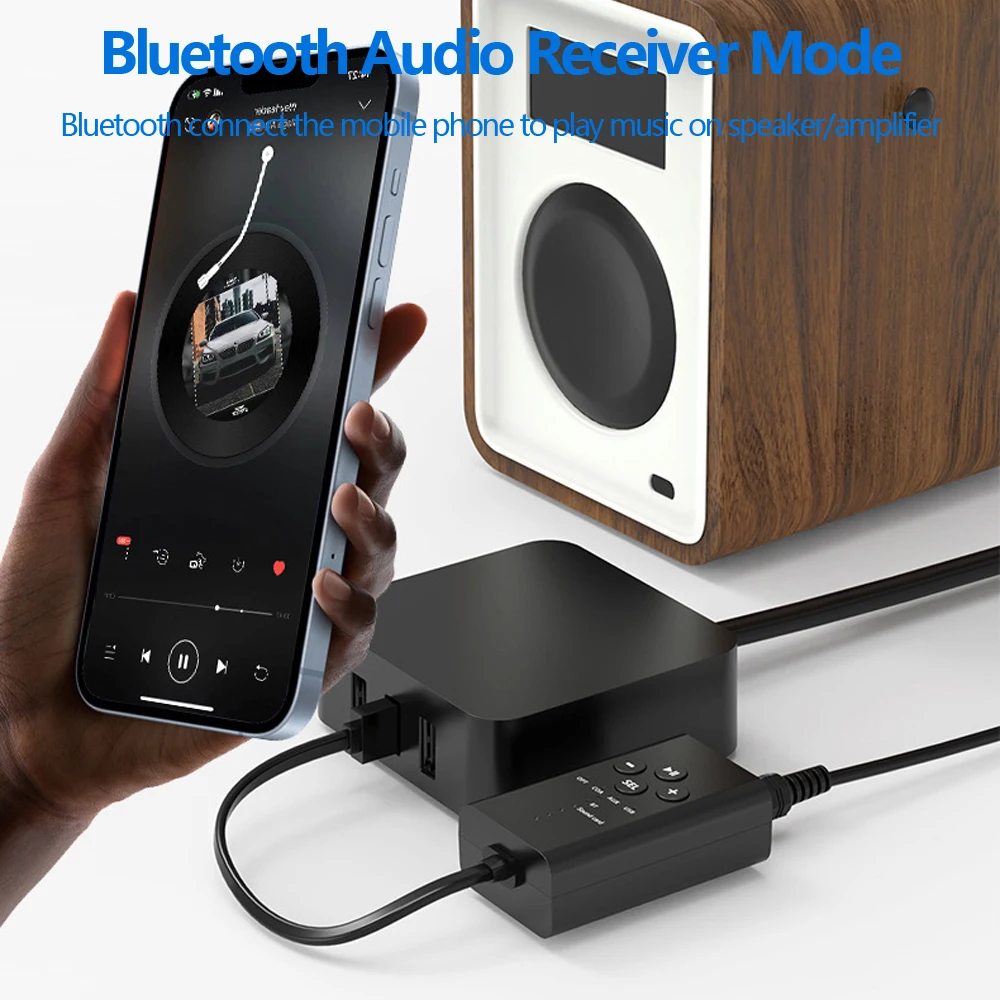 Tebe 동축 광학 Bluetooth 5.2 오디오 수신기 3.5mm Aux 무선 스테레오 음악 어댑터 PC TV 증폭기 용 USB 카드 사운드
