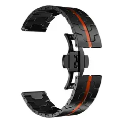 Elegant Metal 22mm Stainless Steel Wrist Strap Bracelet for OPPO Watch S (Black Red)