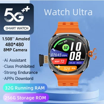 Watch Ultra Smartwatch 5G With 180° Rotary Camera GPS WiFi Compass Android 10.0 App Store Sim Card Slot For Samsung Smart Watch 1