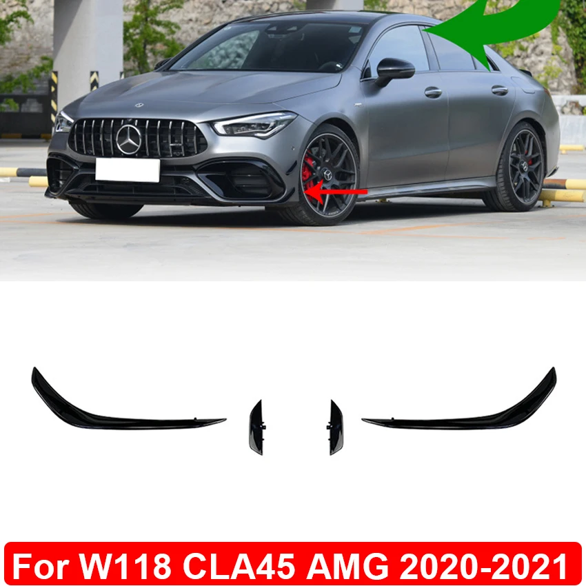 

Glossy Black ABS Front Bumper Grill Air Vent Splitters Cover Body Kit For Mercedes Benz W118 CLA45 AMG 2020-2021 Car Accessories