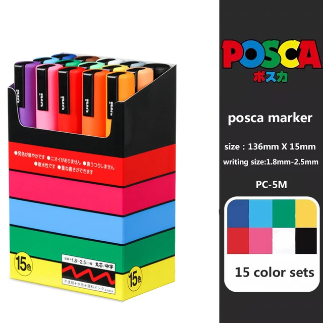 28 Colors Set Uni Posca PC-5M Acrylic Paint Markers Pens Water-Based  Non-Toxic Medium Point Art Drawing Pen for Kids Girls Rock