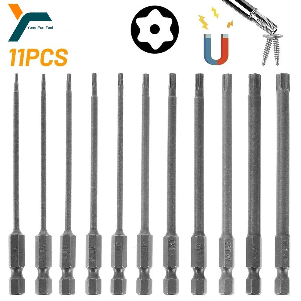 11Pcs Torx-schraubendreher Bit 1/4'' Hex Schaft Stern Kopf 100mm