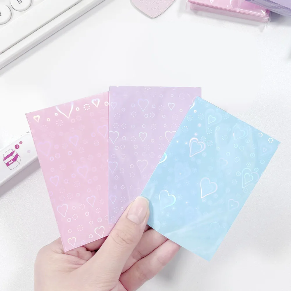 

50 шт., Защитные чехлы для карт, с рисунком сердца