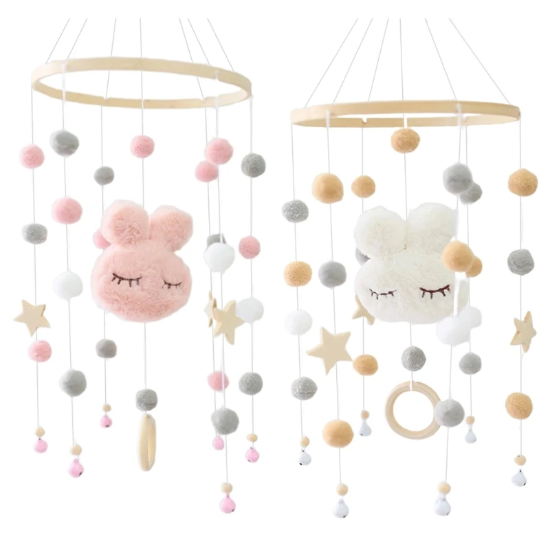 Baby Crib Mobile Rattle Windchime Wool Balls Beads Bed Wind Nursing Kids Room Hanging Decoration baby crib non woven moon wind room ceiling mobile hanging decor