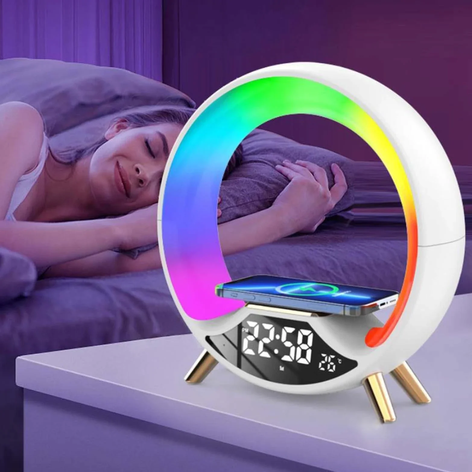

Mini Multifunction Wireless Charger Pad Stand Speaker TF RGB Night Light Fast Charging Station for iPhone Samsung Xiaomi Huawei