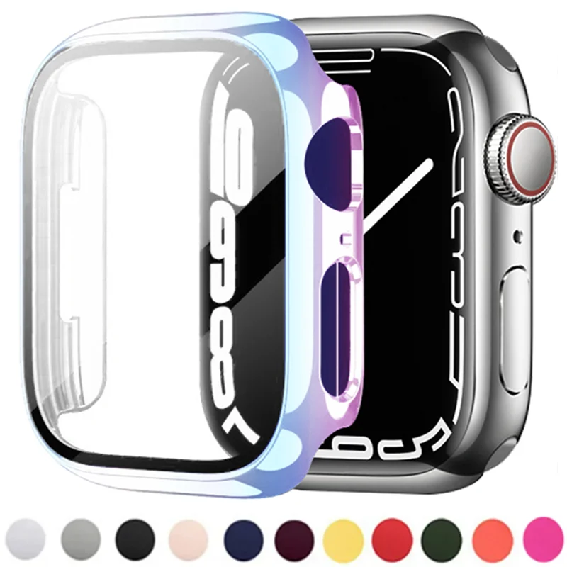 Vetro + Cover Per Apple Watch Case Series 8 7 6 5 4 9 Se 44Mm 40Mm Muslimah 45Mm Paraurti Screen Protector Apple Watch Accessori