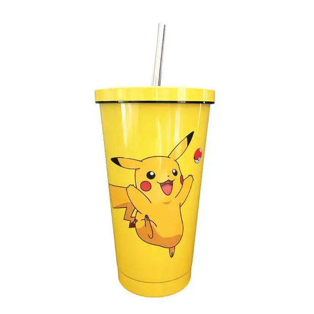 Kawaii Pokemon Anime Thermos Cup Pikachu Psyduck Jigglypuff Cartoon Children  Insulation Water Bottle Tea Milk Travel Straw Cup - Animation  Derivatives/peripheral Products - AliExpress