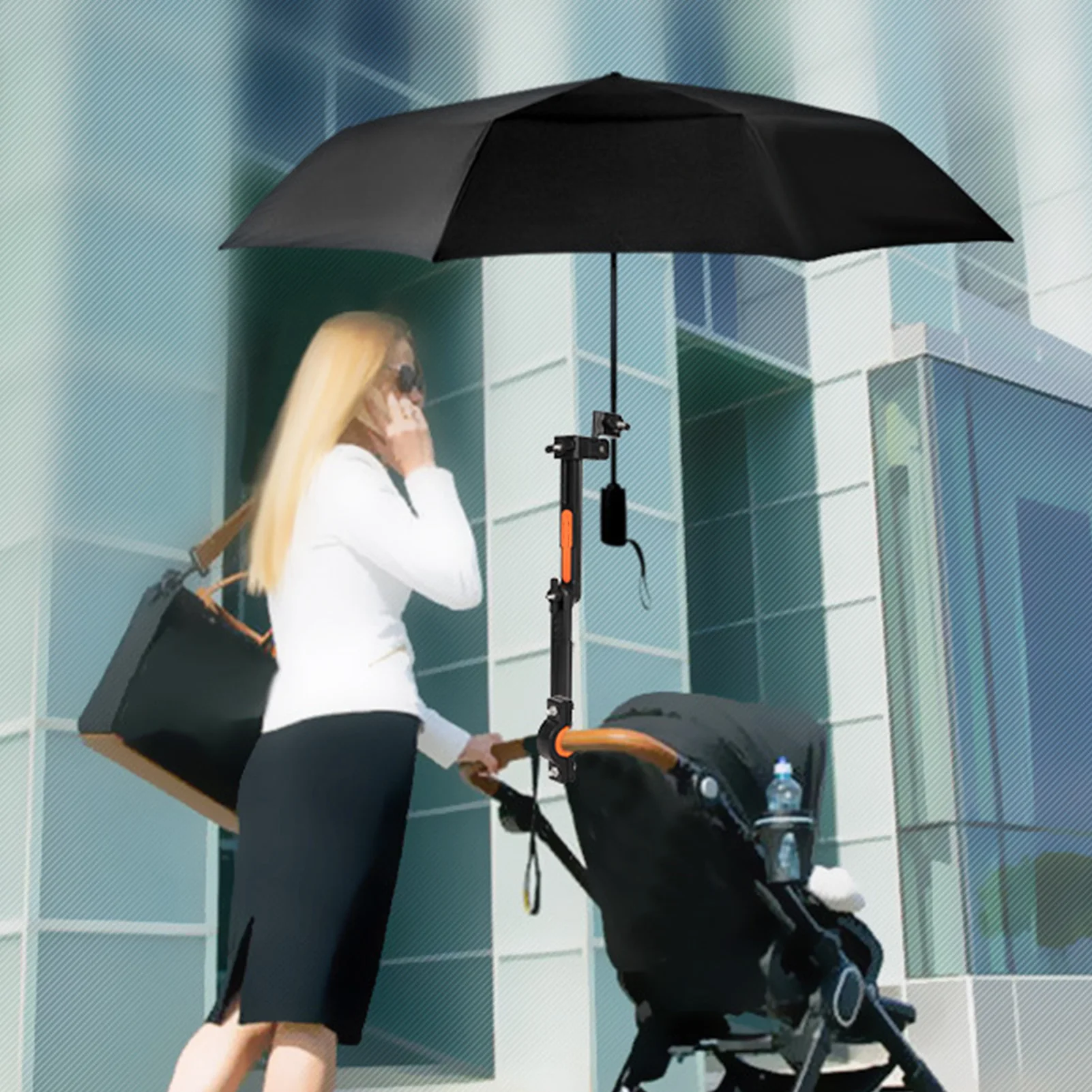 1 PC Bicycle Umbrella Holder Wheelchair Umbrella Connector Stroller Stands Any Angle Swivel Rain Gear Tool