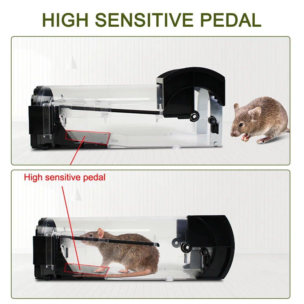 2Pcs Plastic Rat Trap Catching Mice Alive In A Cage Multi Type Pedal Reusable Mouse Catcher Indoor Outdoor Garden Mouse Trap