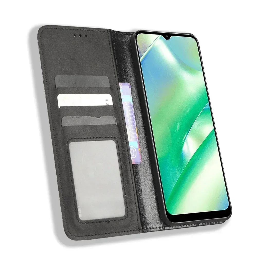 HAOYE Custodia Portafoglio Pelle per ZTE Blade V60 Vita/Blade V60 Design - Flip Cover Magnetica, Slot Carte & Supporto | Guscio Retro - Nero