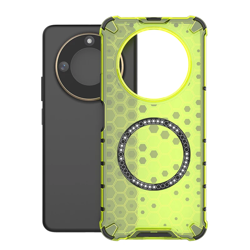 Honeycomb Magnetic Clear PC Case with Magsafe Wireless Charging and Rugged Armor TPU Cover