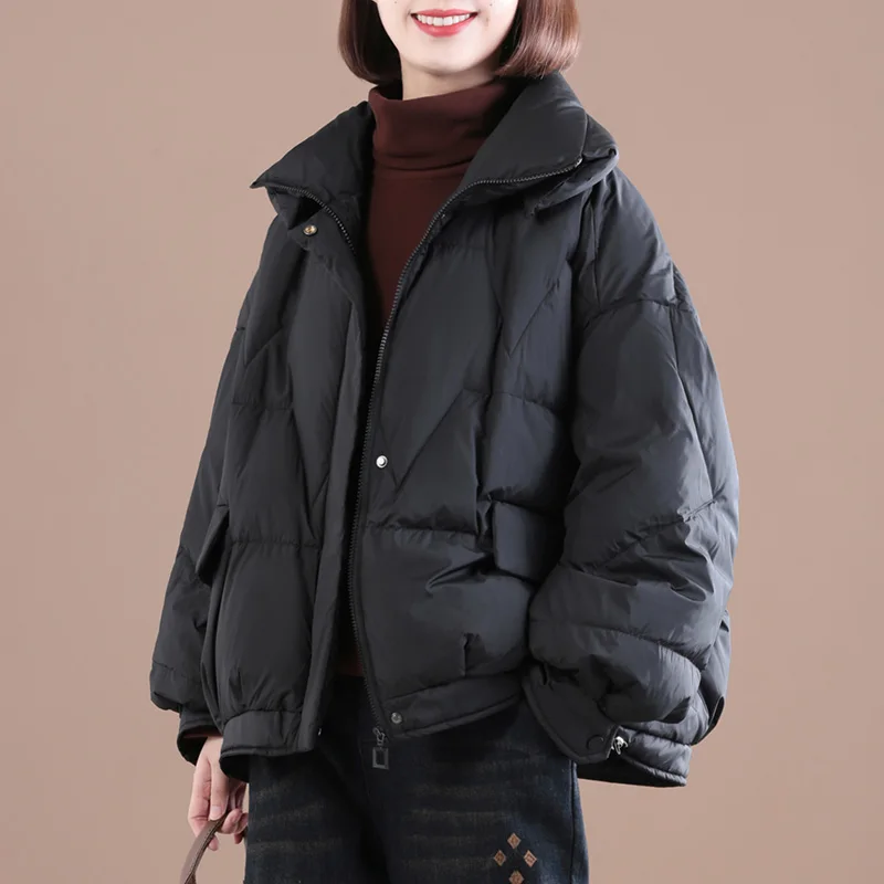 

140-148cm Bust / Autumn Winter Women All-match Loose Plus Size Oversized Brief Comfortable Warm 90% White Duck Down Coats