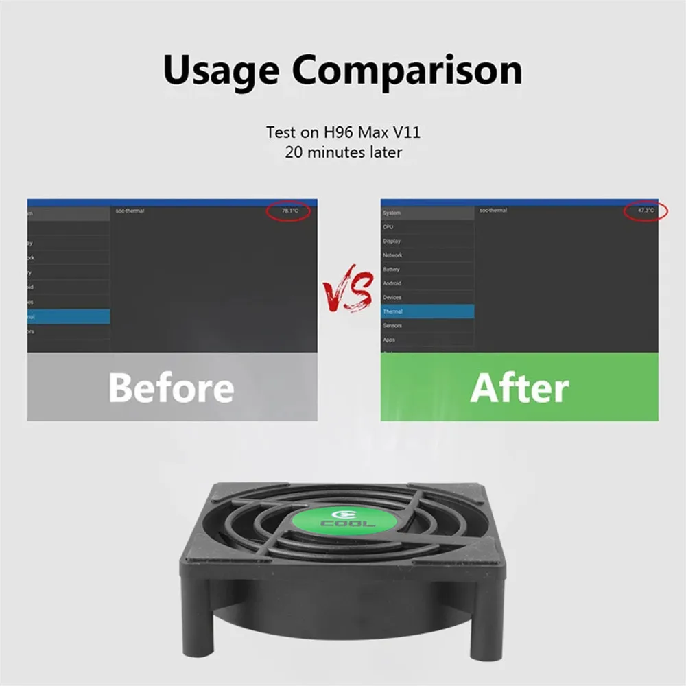 DC 5V USB Mini Cooling Small Fan 7 Blades Cooling Fan for TV Box Set Top Box 80x80x25mm Silent TV Box Radiator With 30cm Cable — view 5
