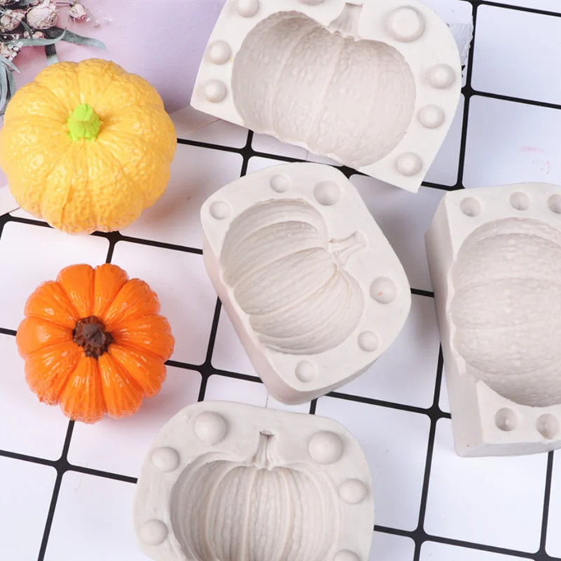 

Halloween Pumpkin Shape DIY Cake Candles Resin Mould Aromatherapy Plaster 3D Silicone Mold Kitchen Baking Tool Decoration