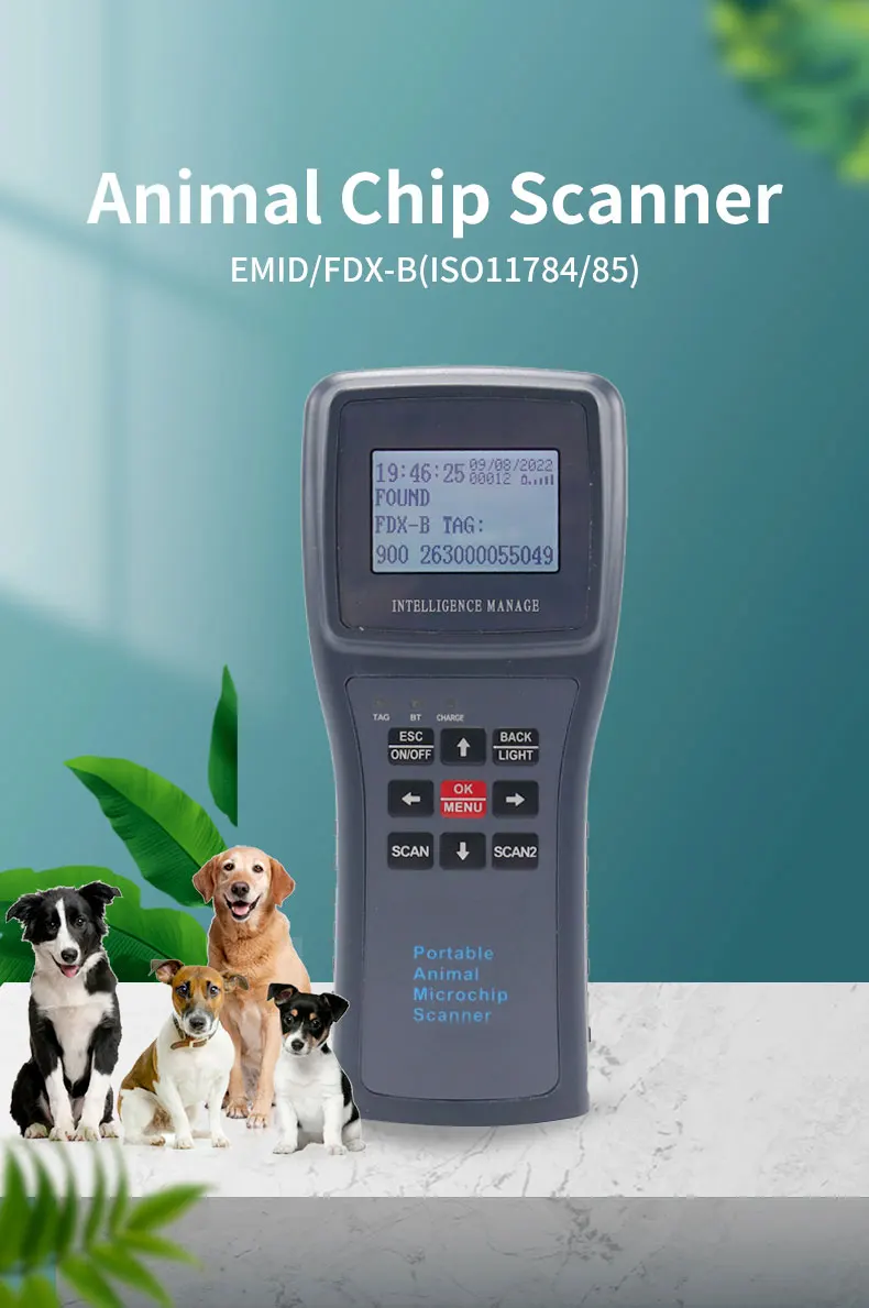 OLED Pet Microchip Scanner 134.2kHz