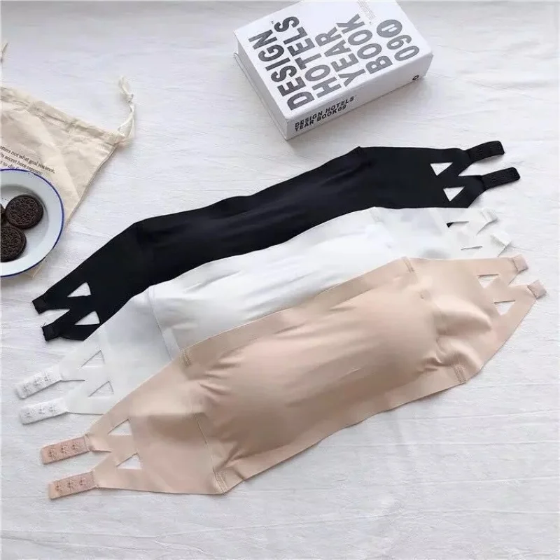 Women Lingerie Bra Seamless Top Women Invisible Bra Strapless Underwear Striped Bra Breathable Tight Fitting Bra