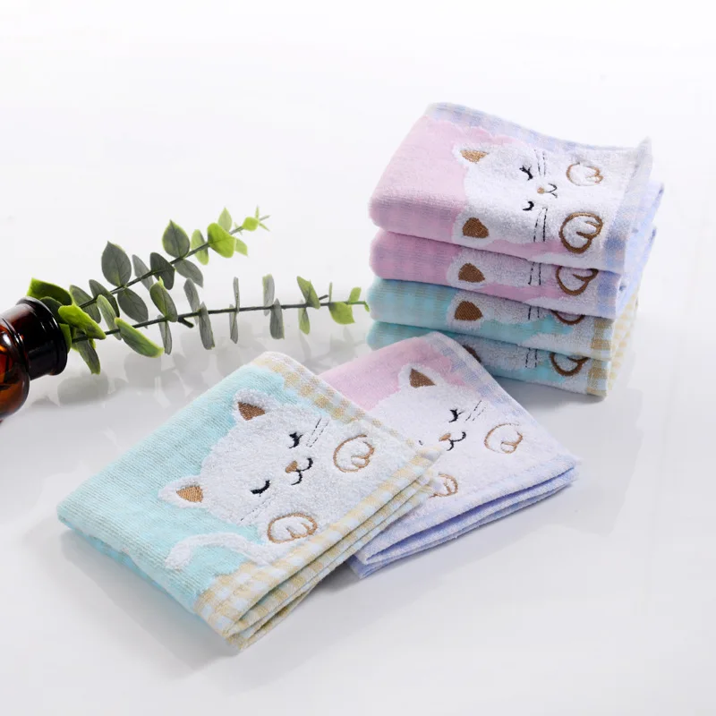 

1pcs Comfortable Cotton Children Kids Towel Super Soft Kids Cute Kittens Strong Water Absorbing High End Towel High Quality
