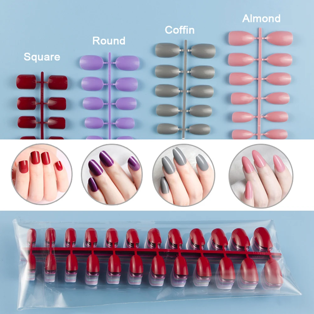 Fake Nails 432pcs/pack Mixed 18 Colors Full Cover Stiletto Nails Almond Acrylic mountain peak Sharp Ending False Nail Art Tips