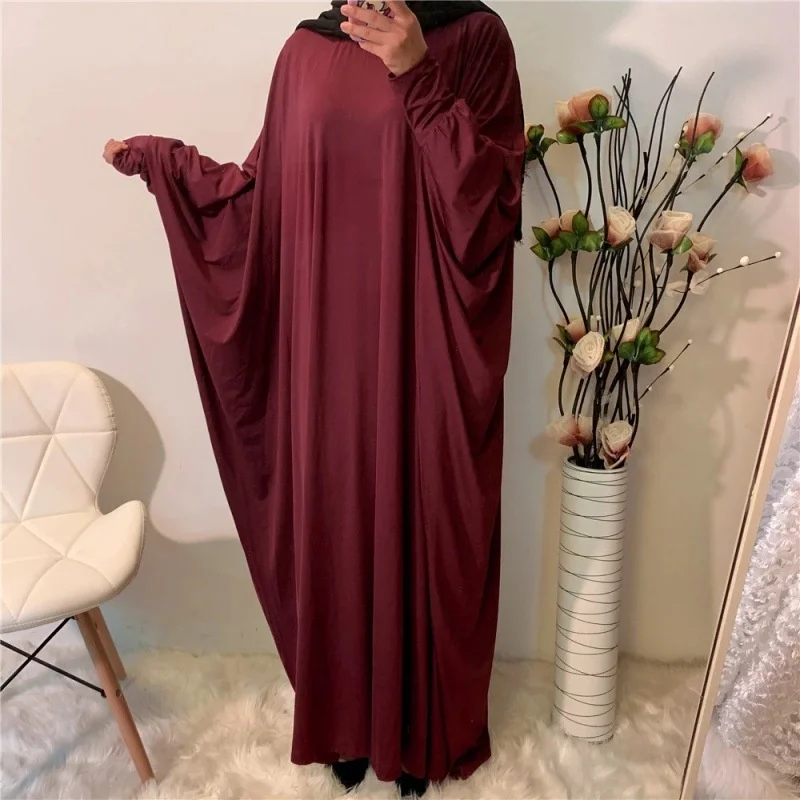 Abaya for Women Islam Dubai Bat Robe Women's Long Sleeve Clear Solid Casual Long Dress Arabic Middle East Black Abaya Clothing